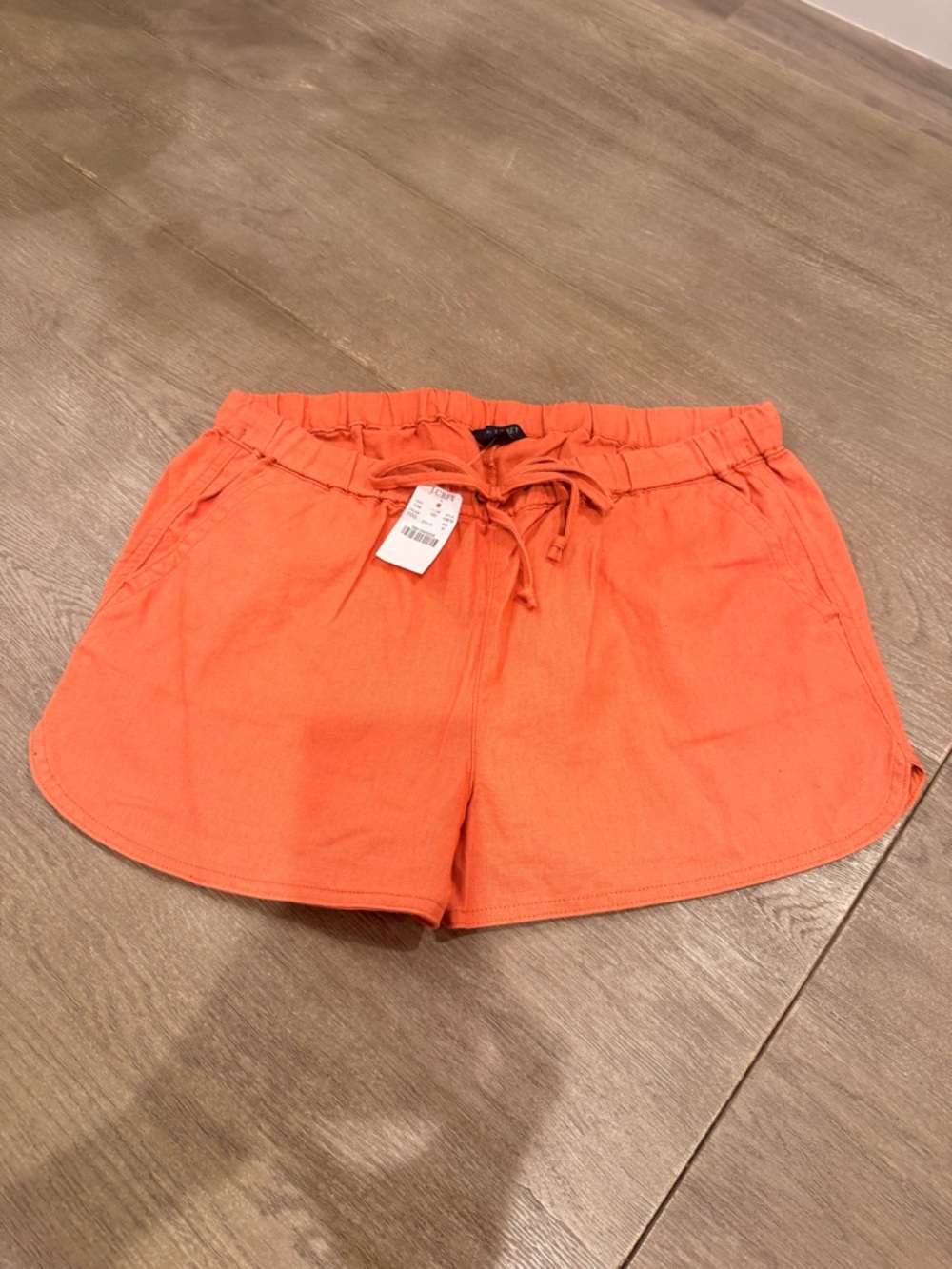 NWT! J. Crew Rust Orange Drawstring Linen-Cotton Blend Shorts